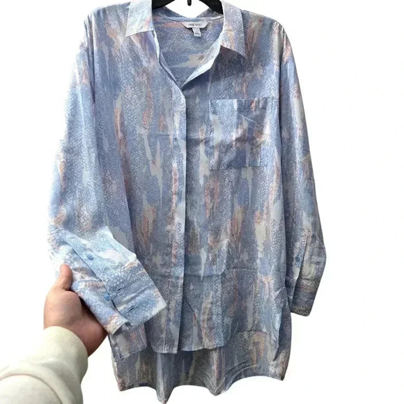 Nine West Drapey Button-Down Tunic Shirt Size XL #162 - Picture 3 of 10